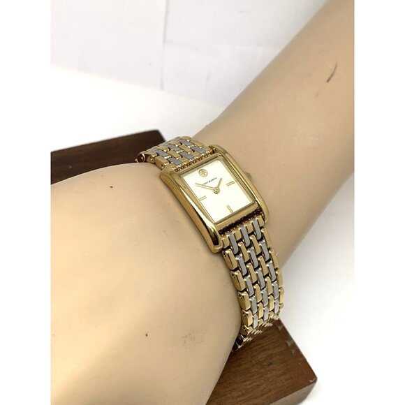 Tory Burch Women's Watch TBW1066 Quartz Two Tone Stainless Steel Tank 19mm - Picture 6 of 14